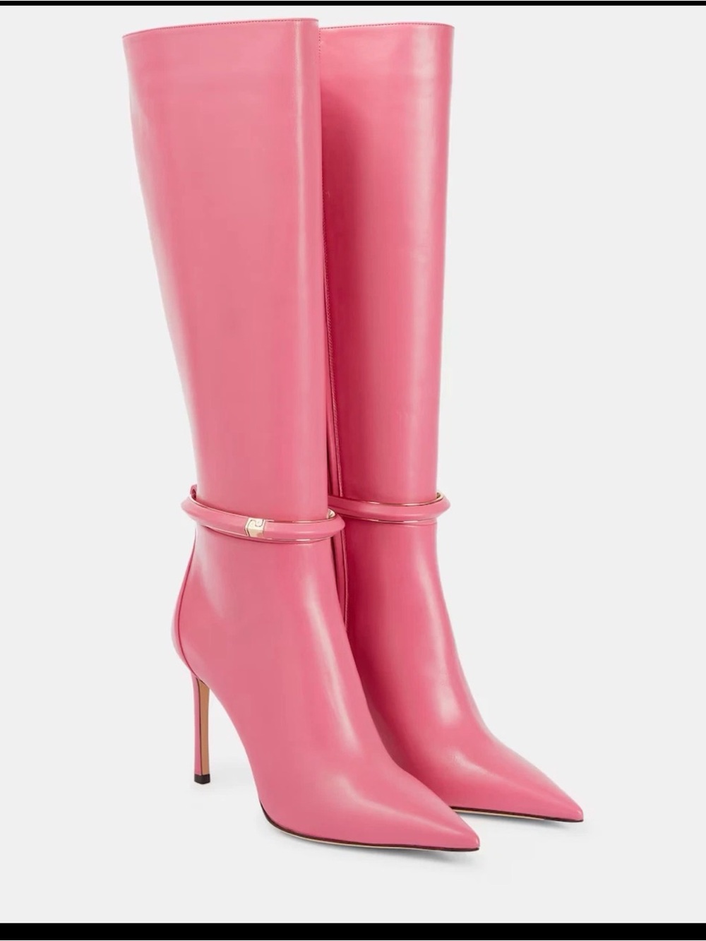 Jimmy Choo Pink High Knee Pointed Toe Stiletto Boots NWOT